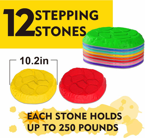 SmartYeen kids,8/12 Stepping Stones for PCS Durable Non-Slip Balance Stones Indoor Outdoor toys for toddlers develope