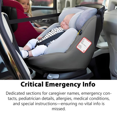 (8 Pack) Remarkable Infant I.C.E. (in Case of Emergency) Car Seat Sticker Safety Information - Child Emergency Contact