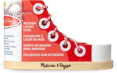 Melissa & Doug Learn to Tie a Shoe - Deluxe Wood Lacing Sneaker Toy
