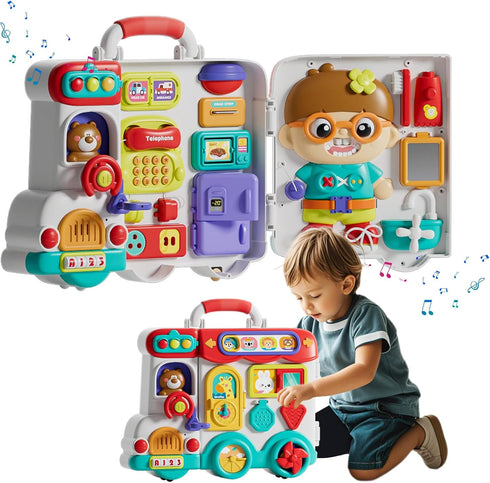 Busy Board Montessori Toys for Toddler 1-3, Learning Sensory Toys for 1+ Year Old, Educational Fine Motor Baby Toys