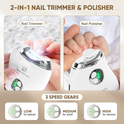 3 Settings, Trimmer Electric Nail Clipper with Nail File, Rechargeable Automatic Fingernail Clipper with Nail Debris