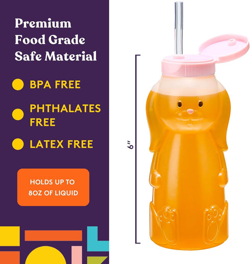 Special Supplies Honey Bear Straw Cup for Babies, 4-Pack, Fun Animal-Shaped Training Drink for Weaning