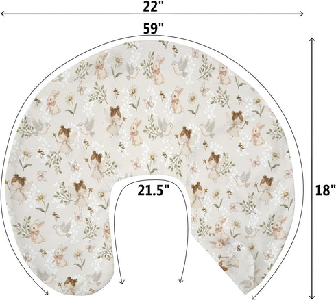 Boho Fairies Baby Nursing Pillow Covers for Boy Girl Cute Girl Bunny Bird Daisy Leaves Nursery Slipcovers