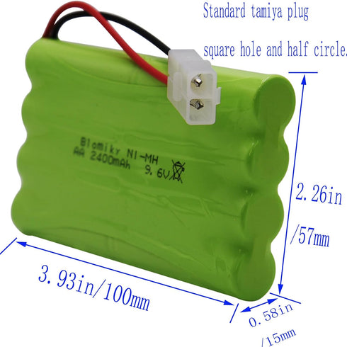 Blomiky 1 Pack 9.6V 2000mAH NiMH Rechargeable AA Battery Packs with Tamiya Connector for RC Car Truck Tank