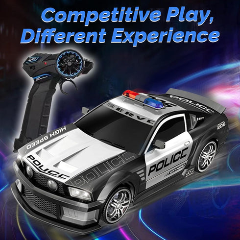 GoolRC 1:12 Scale RC Drift Car 2.4GHz Remote Control Police Car with Lights Siren 4WD High Speed Racing Toy