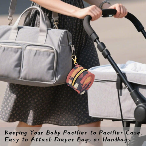YETTASBIN Vintage Western Cowboy Portable Pacifier Holder Case with Metal Hook Buckle & Zipper for Diaper Bag