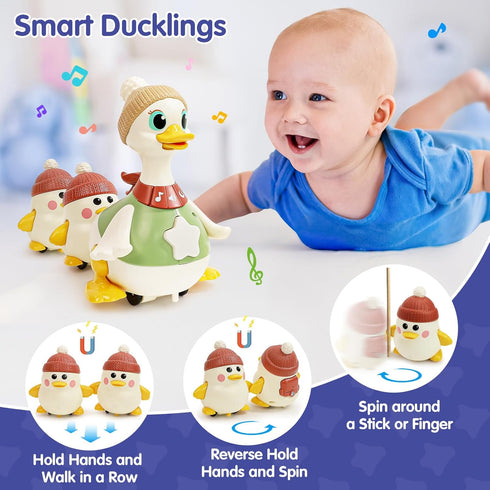6-12 Set Tummy 1 HOLA Baby Toys Months Musical Dancing Duck Toy with Mama and Babys Time Toys, Crawling and Interaction