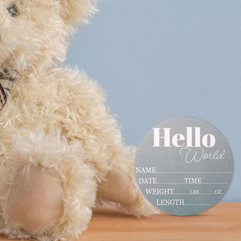 Gosknor Baby Announcement Sign, Wooden New Baby Name Sign Hello World Birth Announcement Board Green Personalized