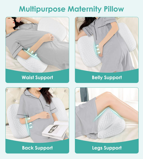 Legs(30Slope Pregnancy Pillow Cooling for Sleeping, Detachable and Adjustable Double-Sided Support Maternity Pillow