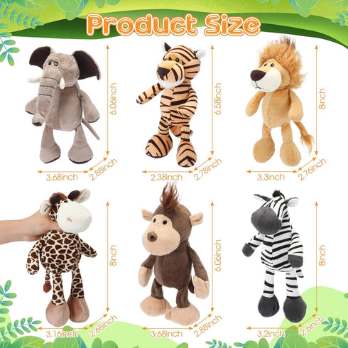 12 8 Inch Set HyDren Pieces Safari Stuffed Animals Jungle Animal Toys Boys Girls Plush Forest Animals Lion Elephant