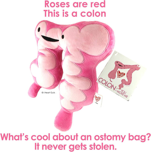 I Heart Guts 11" Colon Plush - You Move Me - Gift for Surgery Recovery, Get Well, Cancer Support, IBS, IBD