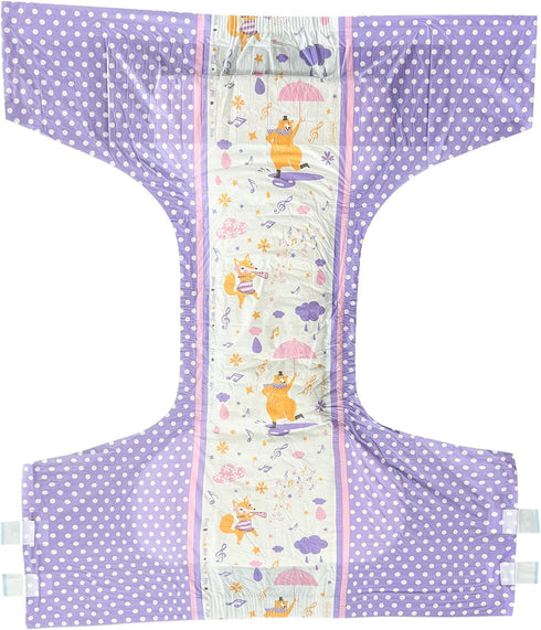 7 Adult Printed Diapers,X-Large-Fox and Bear, Pieces for Men and Women - Leak Protection Heavy Absorbency Protection
