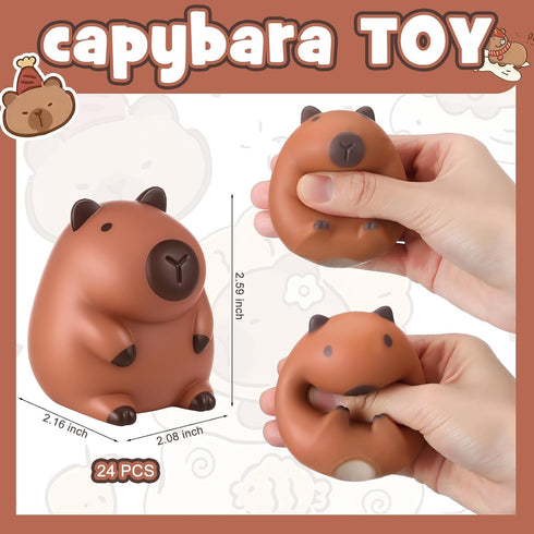 24 Meooeck Pcs Capybara Stress Balls for Adults Mini Capybara Stretchy Fidget Ball Fake Animal Squeeze Balls for Easter
