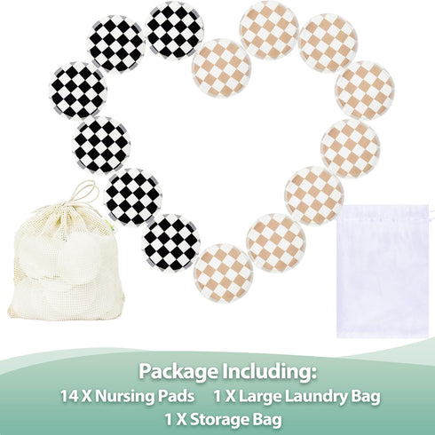 (14 Pack) 4.7 inch wegreeco Nursing Breast Pads + Laundry Bag & Travel Storage Bag, Option - Washable & Reusable