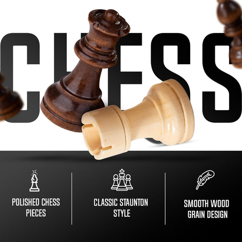 Chess Armory Premium Chess Set - Wooden Board Game with Portable Wood Case, Secure Storage for Kids and Adults (Beech
