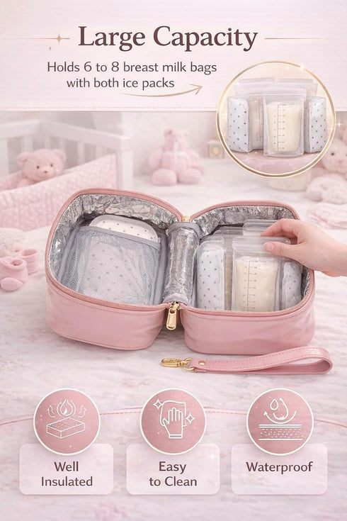 MaddiSol 2 Packs, Breast Milk Cooler Bag for Working Moms, Insulated Travel Bag with Ice Leakproof Breastmilk Storage