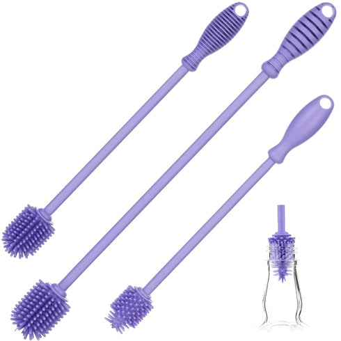 A-Brush Silicone Bottle Cleaner Brush, 3 Piece Set, Long Handle - Water