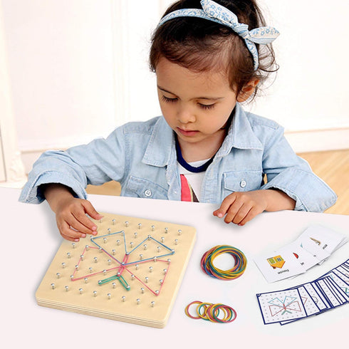 36Pcs 8x8 Thoth Montessori Wooden Geoboard Mathematical Manipulative Material Array Block Geo board with Pattern Cards