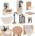 Toyvian 8pcs Dollhouse Bathroom Set: 1/12 Scale Toilet Bathtub Basin Wooden Bathroom Cabinet with Sink Miniature
