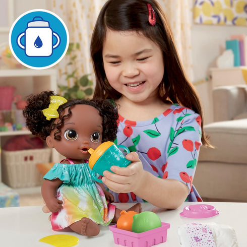 Baby Alive Fruity Sips Doll, Lime, 12-inch Baby Doll Set with Drinks & Wets, Pretend Juicer for Kids