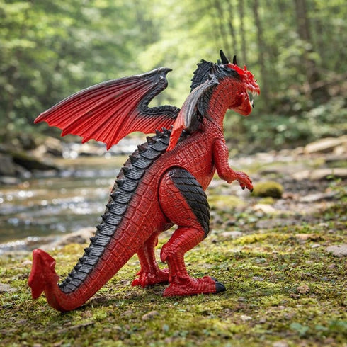 18 Liberty Imports Walking Dragon Toy - Interactive Robotic Fire Dragon Large Battery Operated Figure with Flapping