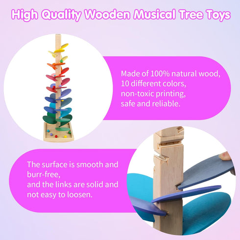 3+ 3+ Wooden Marble Run Update Wooden Music Tree for Kids Years Old,Ball Drop Toy Montessori Toys for Birthday Gifts