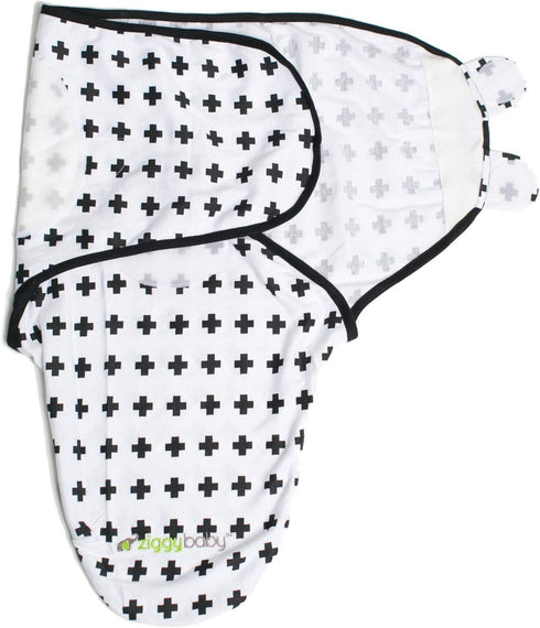 Ziggy Baby Adjustable Baby Swaddles, 0-3 Months, 3 Pack, Soft Cotton Black & White, Newborn Swaddle Blankets