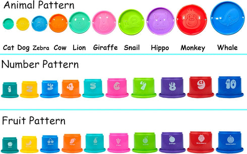 17 PCs Multicolor Nesting and Stacking Cups Set, Baby Bathtub Toys for Early Learning Educational Play