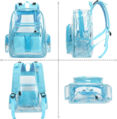 Yusudan Backpack Clear Diaper Bag for Baby Girls Boys, Mom Nappy Changing Bags for Women (Light Blue)