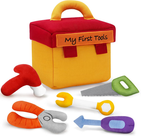 GERBIT My First Tool Set Plush, Baby Toolbox Plushy with 5 Pcs Tool