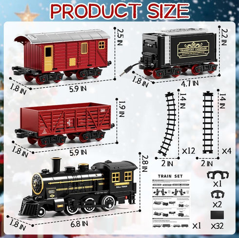 Set 3-4, Sets 3-8 Train for Toddlers Electrical Trains with Track, Light, Sound, Christmas Train for Around The Tree