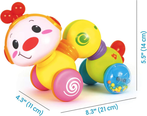 Stone and Clark Musical Press & Go Caterpillar Toy, Light Up Inchworm Infant Toys for 6 to 12 Months