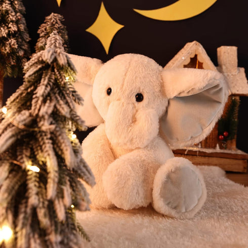TCBunny Baby Elephant Bedtime Stuffed Animal Plush Toy Gift, 11", Kids, Amy (White)