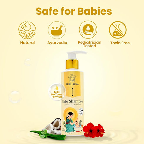 PURE AURA Clean Baby Kit, Tear-Free Shampoo & Gentle Body Wash, Ayurvedic Formula, Sulfate-Free, for Newborns Infants