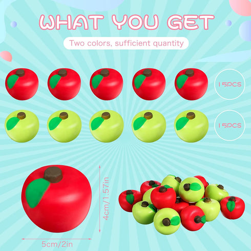 30 Supplies(1.96 Inch) Chalyna Pieces Fruit Stress Ball Red and Green Fruit Stress Relief Squeeze Balls Squeeze Finger