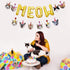 Bessmoso Funny Cat Party Garland, Meow Letter Balloons Cats Faces Banner for Cat Theme Party