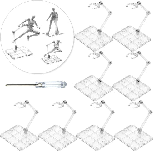 Action Figure Stand, 8 PCS Assembly Display Holder Base Doll Model Support Stand Compatible with HG RG SD SHF Gundam