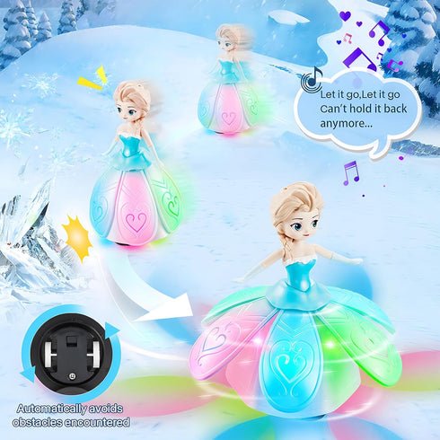 Dancing Princess Interactive Spin Robot Toys for Girls 4-6, Colorful Flashing Lights & Music, Birthday Gift