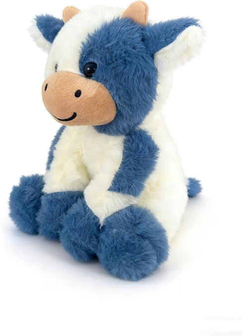 YUKOUQIAN 11.8 inch 11.8in) Cow Stuffed Animal Cute Cow Plush Doll Toy for Girls Boys Christmas (zuoniu deep Blue