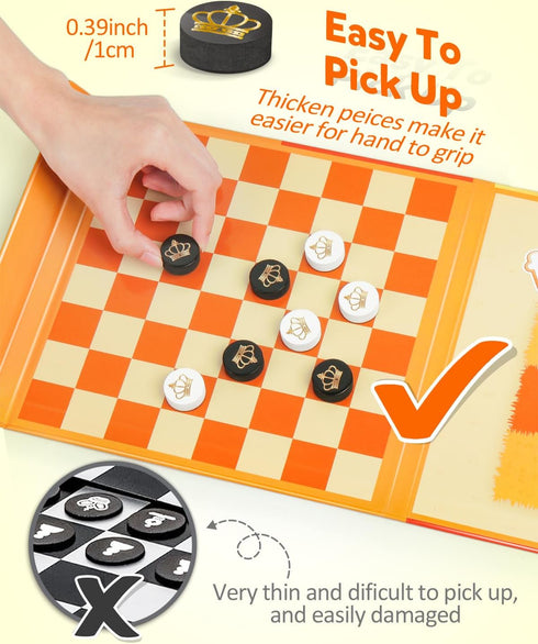 3 1 Set, Coogam Magnetic Travel Chess Board Game, in Tic-Tac-Toe Checkers Indoor Outdoor Activity Travel Toy Gift