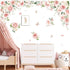 decalmile Large Pink Flower Wall Decals Pink Blossom Floral Vine Butterfly Wall Stickers Baby Nursery Girls Bedroom