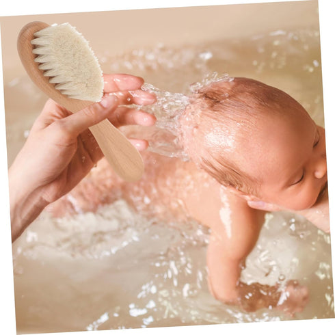 Vaguelly Born Essentials Shampoo Detangler Brush Scalp Scrubber Hair Brush Comb Newborn Hair Soft Bristle Bath Gentle