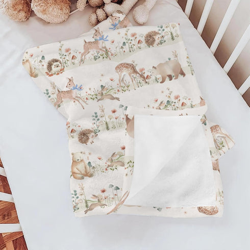Selgkds 50x60inch Pastel Animals Bows Floral Mushroom Baby Blankets for Girls Boys Cute Bear Deer Bunny Hedgehog
