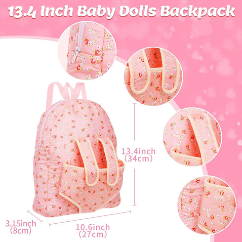 Backpack 14-18 Inch Set 2 3 4 5 Baby Doll Clothes with Carrier for Doll,Reborn Baby Dolls Accessories with Bottles