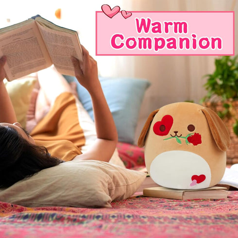 CAGRIKUELI 8inch Dog Plush, Valentines Stuffed Animal for Kids Puppy Stuffed Animal with Rose Love Heart, Cute Dog