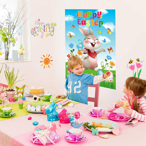 24 AUGSUN Pin The Tail on The Bunny Easter Games Easter Rabbit Games with Stickers for Easter Party Decorations, Easter