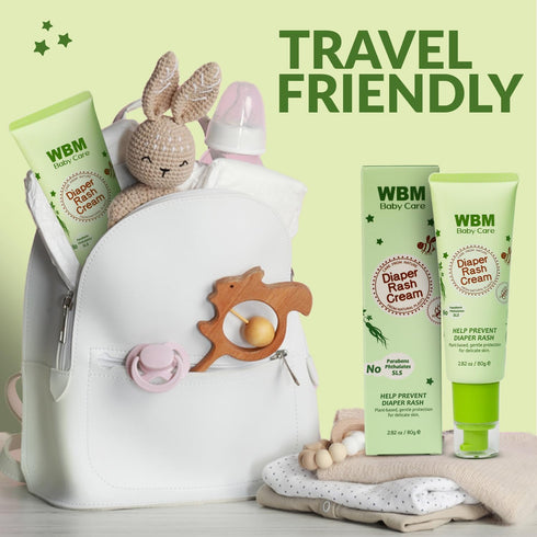 2.82 oz WBM Diaper Rash Cream | Baby Rash Relief Ointments Cream | Cruelty-Free, Hypoallergenic, Soothing, Moisturizing