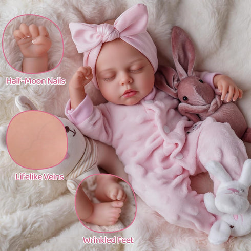 12 Inch Set 3+ BABESIDE Lifelike Reborn Baby Dolls Vinyl Full Body, Soft Realistic Baby Doll Sweet Sleeping Preemie