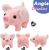 Hopearl Walking Piggy Pet Interactive Crawling Piglet, Electronic Plush Toy for Toddlers, Pink 8''