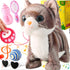HCdoujoy Grey Robotic Cat Toy for Kids Remote Control Walking Kitten for Girls